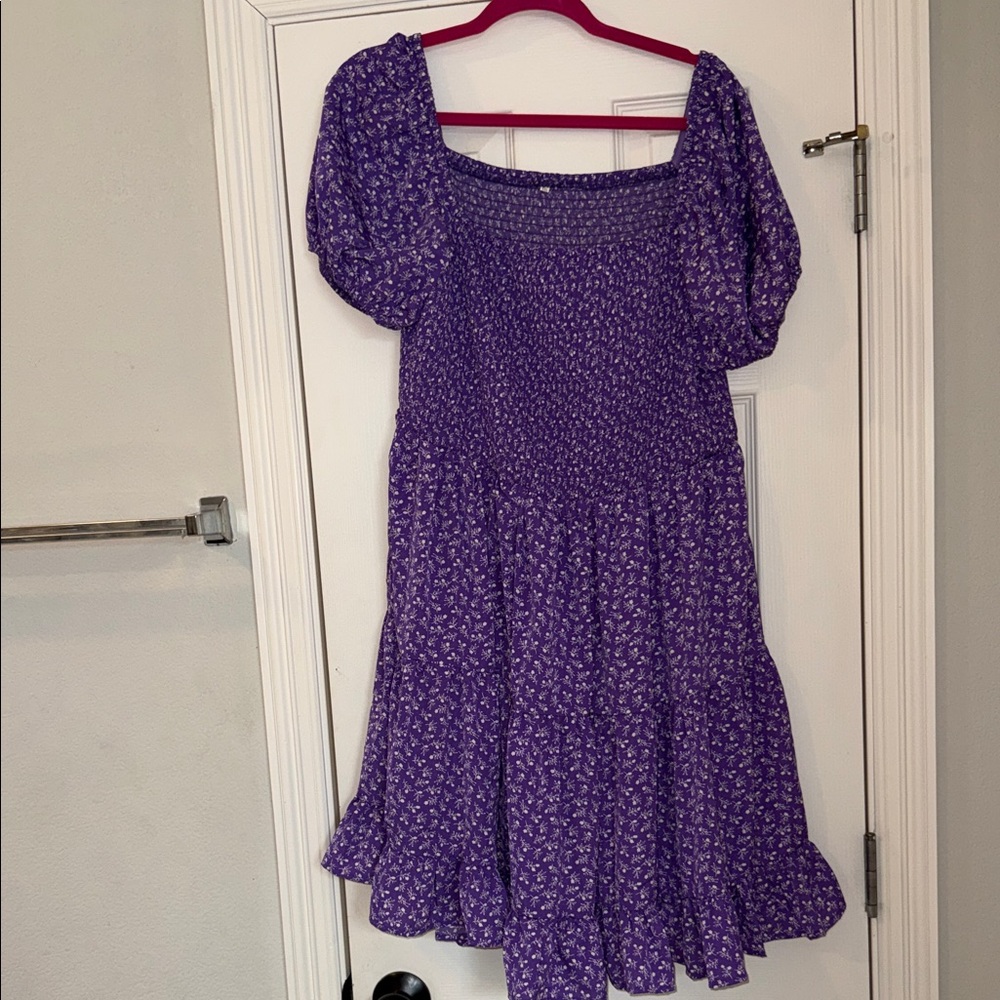 Flirty Purple Floral Smocked Dress